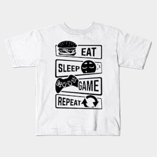 eat sleep game repeat Kids T-Shirt